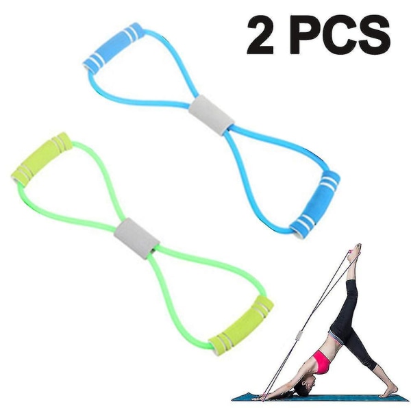 Hem Gym Toner Yoga Resistance Band Expander Stretch Rope 8 Formade Resistant Exercise Band Fitness Band Gummi Spänningsrep 2 delar