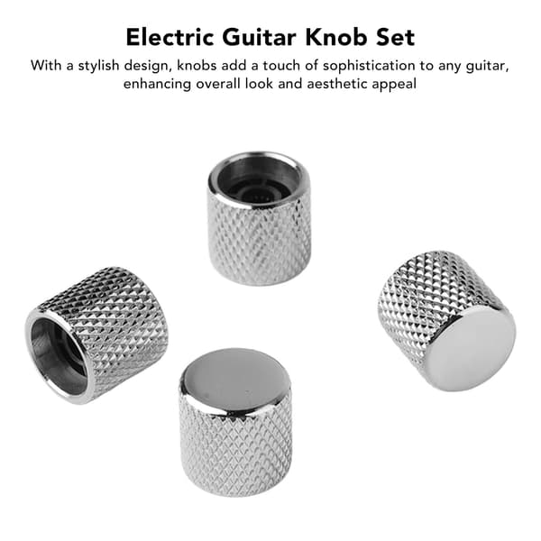 Elektrisk Gitarr Knoppar Set - 4st Metall Potentiometerlock Volym Tonkontroll (Silver)