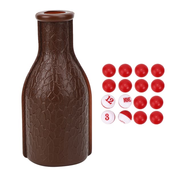 Billard Pool Shaker Flaske med 16 nummererede Tally Bolde Pool Terningeboks Billard Tilbehør Brun