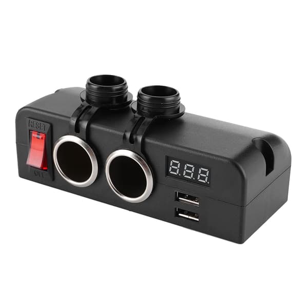 Sigarettenneruttak Splitter 3 i 1 Multifunksjon USB Billader Voltmeter Strømadapter