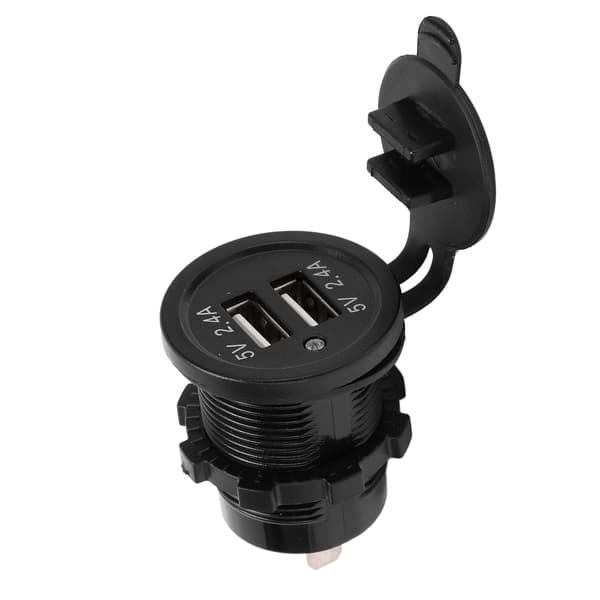 Dual USB Biloplader 2.4A Vandtæt Mat Sort Baggrundsbelysning