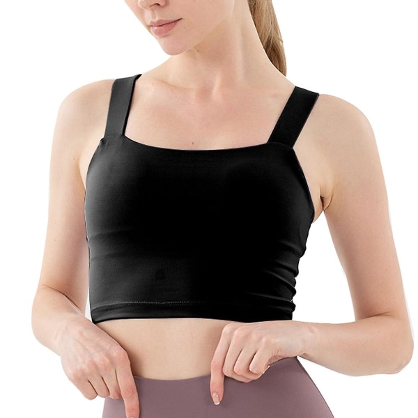 Stelle Womens Longline Sports BH Wirefree Polstret Crop Tank Top Medium Support Til Yoga Workout Fitness