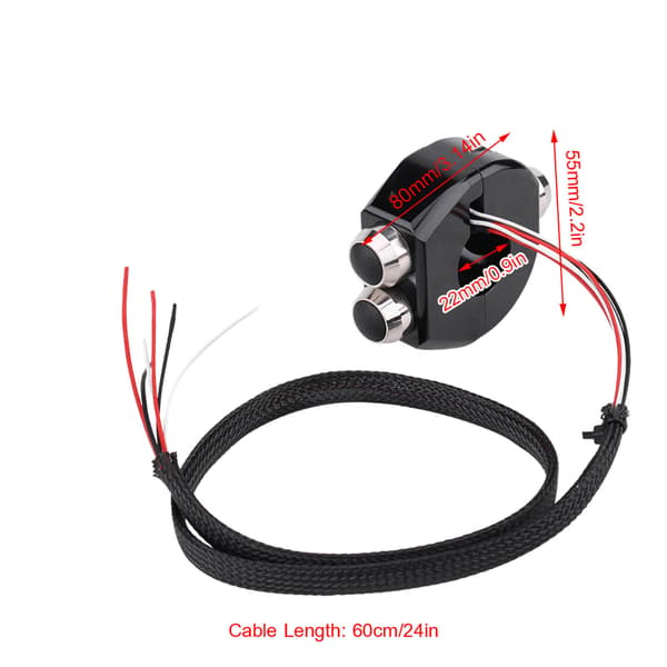 CNC Aluminium Legering 22mm Motorcykel Styr Momentary Latching Switch Reset Knap Sort