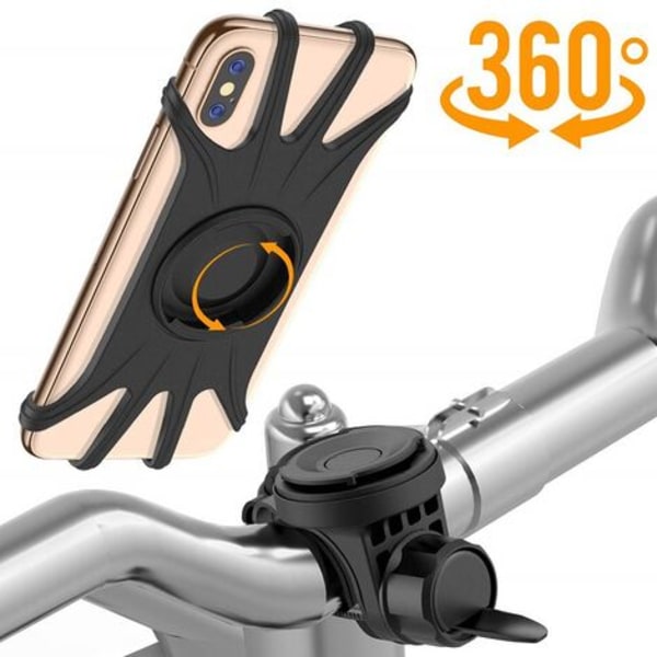 Löstagbar cykeltelefonhållare, universal silikonhållare för motorcykeltelefon 360° rotation kompatibel med alla 4,7"-6,5" Dev