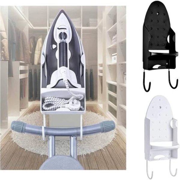 Ironing Board Hanger,Wall Mounted Electric Iron Rack Ironing Board Holder with Detachable Hooks for Home Bathroom Shelf