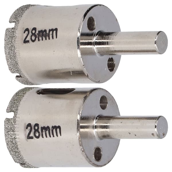 2 stk. 28 mm glashulsav borebit rustfrit stål emery hulåbner til marmor granit keramik