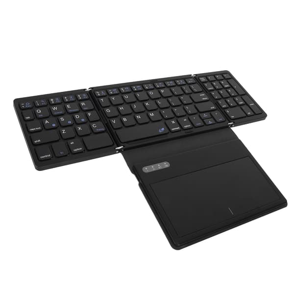 Foldbart Bluetooth 5.1 Lav Latency Tastatur i Fuld Størrelse med Stor Touchpad Kompatibel med iOS Android Windows