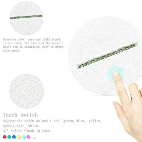 LC-1030 sort baggrund farverig touch 3D natlys fjernbetjening farverig touch kreativ bordlampe gave, til livin