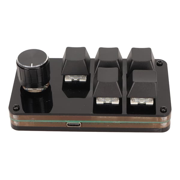 Programmerbart 5-tasters 1-knapps blå bryter mekanisk hot-swappable USB mini-tastatur for media, spill og kontor