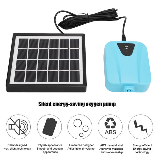 Solcelledrevet luftpumpe AC DC Dual Brug Solcelle iltning til akvarier