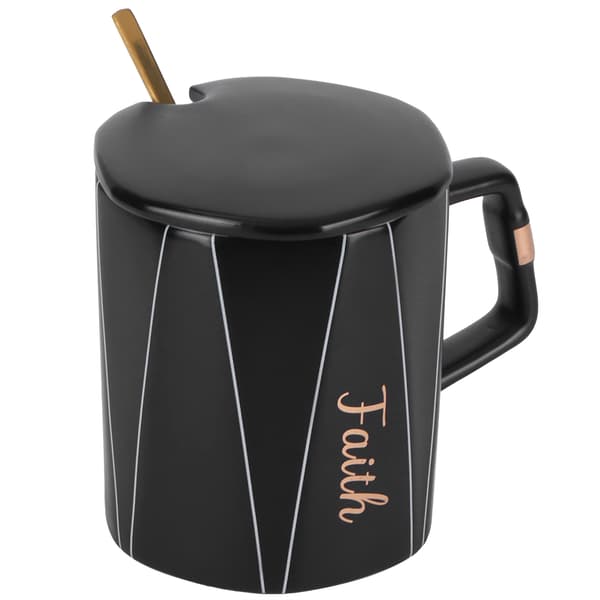 Originell Åttkantig Keramisk Kaffemugg med Skedlock Typ C Kontorsmugg Parpresent till Vänner