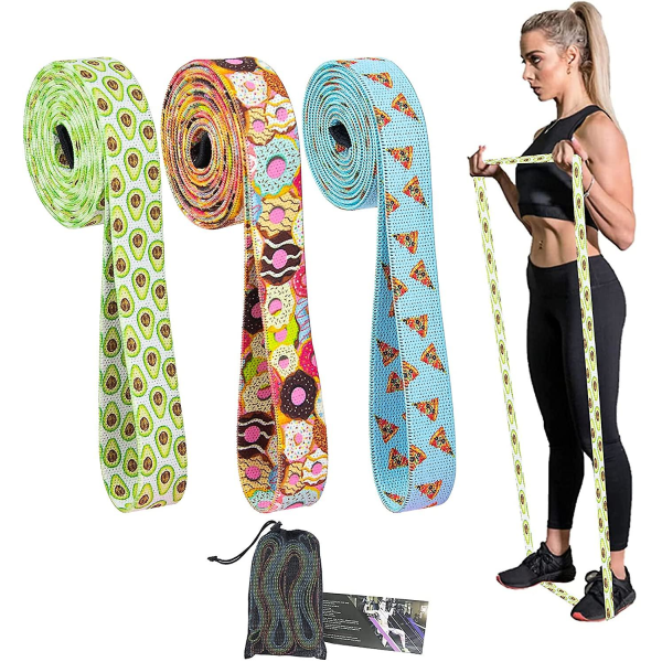 Långa motståndsband Set Tyg Uppdragningshjälp Träningsband 3-pack Tjockt tyg Stretch-träningsband för träning, loopmotståndsband S