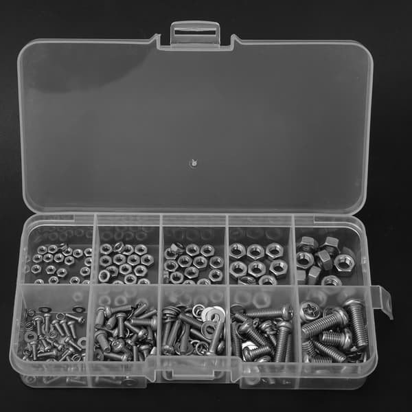 240 st Krysskruv Mutter Bricka Set M2 M2.5 M3 M4 M5 Rostfritt Stål Fästverktyg