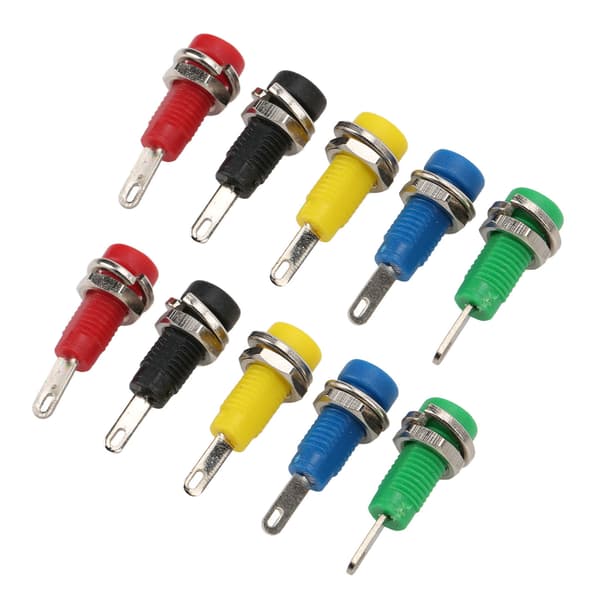 J40003 2mm Panel Socket 5 Farger 30Vac 60Vdc Maks 10A Banan Jack Socket Fjærblad for Invertere Skip