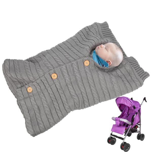 Baby Svøb Barnevogn Tæppe Wrap Vinter Varm Nyfødt Sovepose Sæk til Spædbarn Lys Grå