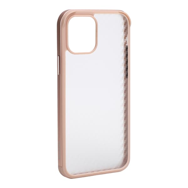 SULADA Fiber Texture Metallram Telefonskal för iPhone 12 Pro Rosa