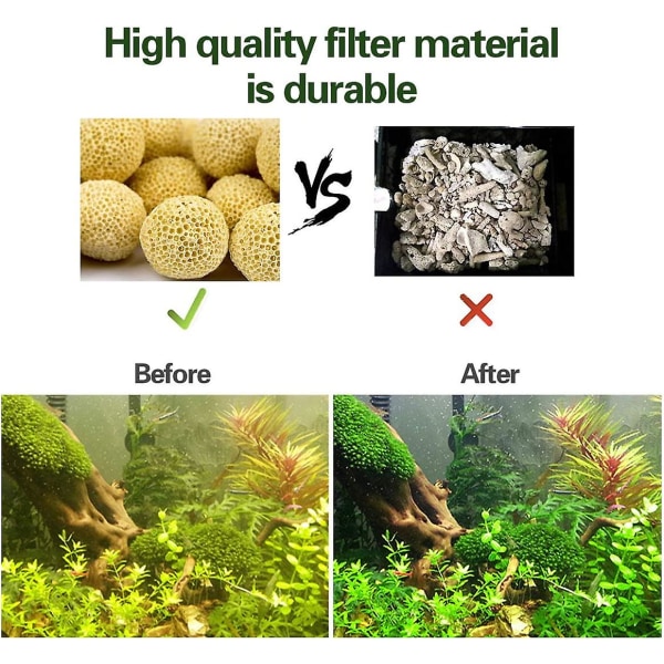 Keramiske biofiltreringsringe til alle typer akvarier og damme stabiliserer vand-ph (1000g bakteriekugle)