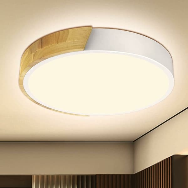 Moderne LED Loftlampe Træ Ø30cm - 18W Naturlig