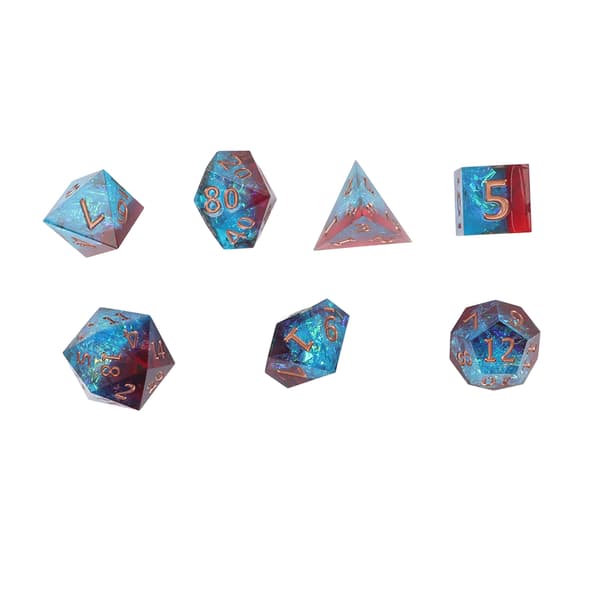 7 st Polyhedral Tärningsset Klar Resin Tärningar för Brädrollspel