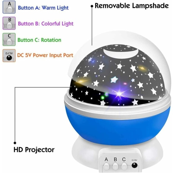 Tähtitaivas projektioilmapiiri led pyörivä pallomainen valo (tähtikuun sininen pohja) ， sisätilojen koristevalaistukseen