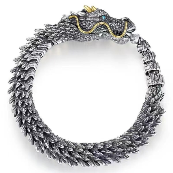 Spring Hook Spänne Armband Gothic Head Dragon Curb Chain Armband Smycken Present 22cm