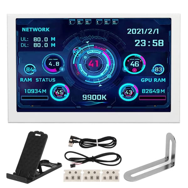 5 tums dator temperaturmonitor USB miniskärm för AIDA64 PC CPU GPU RAM Data Monitor Vit