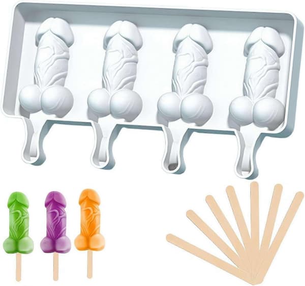 Peni-Shape Ispindeforme, 4-hulrum Voksen Prank Sjove Former Silikone Ismaskiner, Bakker Terninger Ispinde Nyhed Håndlavede IS