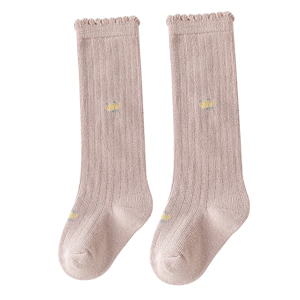 Baby Knæhøje Strømper Pink Bomuld Elastiske Komfortable Lange Strømper til 6-12 Måneder