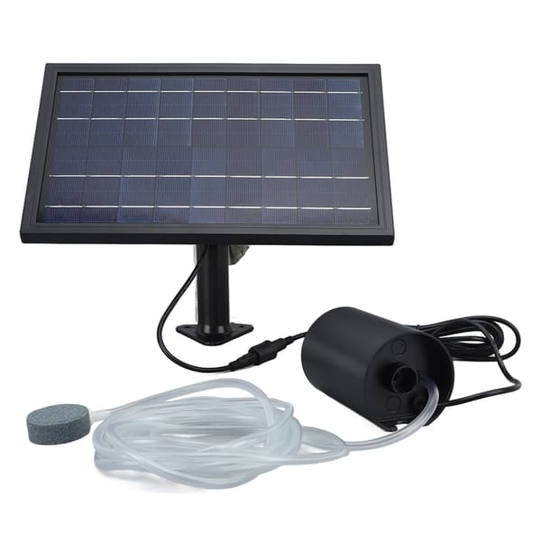 Solarluftpump 8W 10V 2400mAh ABS Polysilikon med 2 Bubbelstenar Slang för Damm Pool
