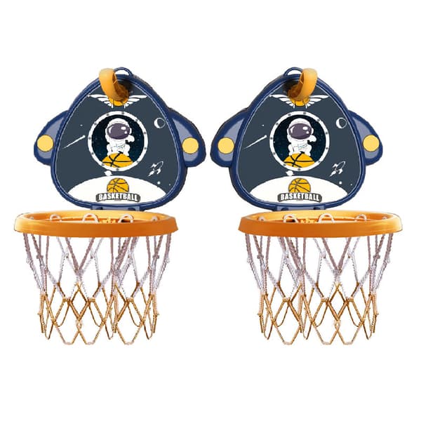 Justerbar Höjd Inomhus Basketkorg Set med Väggmontering Bollpump Blå
