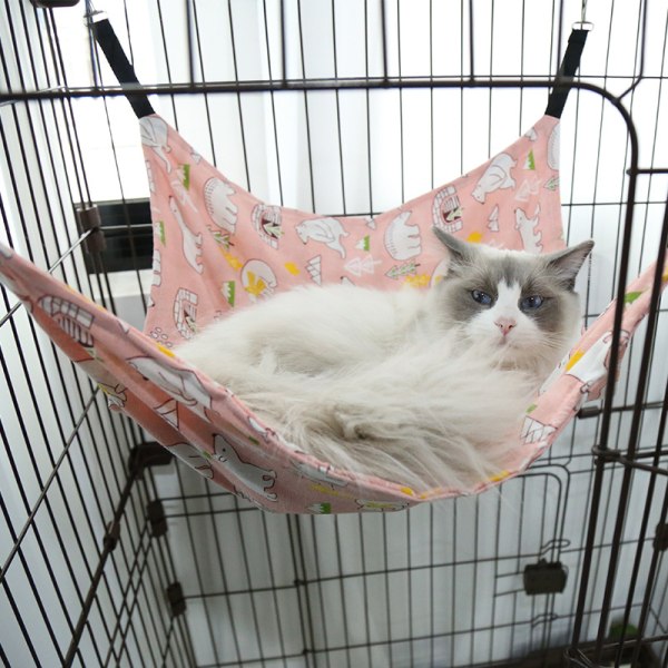 Kæledyrsmøbler Lærred og fløjl hængende kattehængekøje Vinter White Wind Cat S