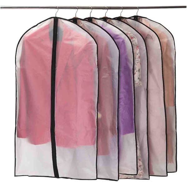 6 delars plaggväska högkvalitativa plaggpåsar, genomskinligt andningsbart tyg, för kostymer Klänningar Kappor Jackor Skjortor Aftonklänningar Kostymförvaringsväska