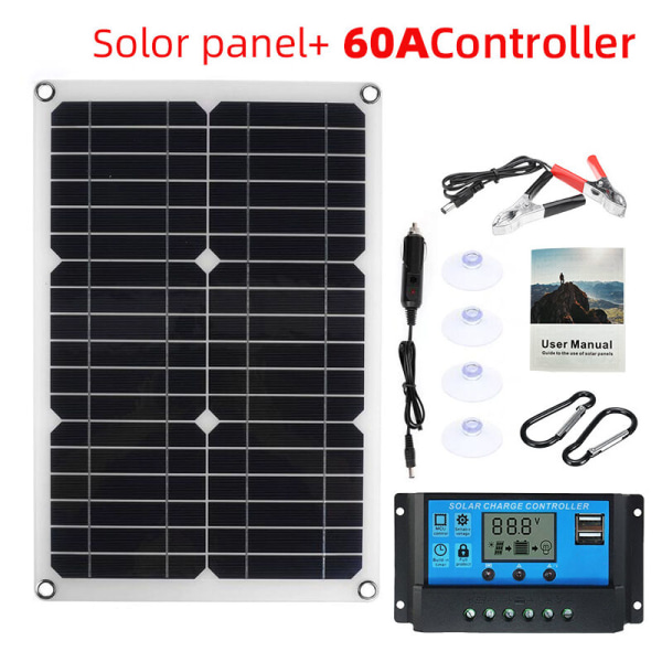 200w 60a 12v solpanel kit udendørs båd campingvogn batteri oplader controller