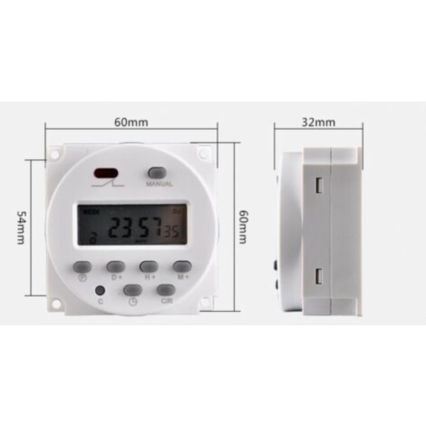 110V Timer Switch Digital Elektronisk LCD Tidsrelæ Switch Programmerbar LCD Digital Mikrocomputer Mini Kontrol Power Tim