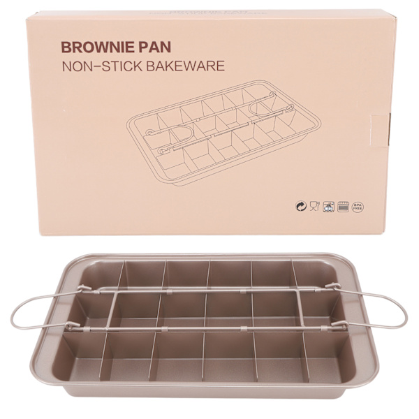 Brownie bageplade, klæbefri, rustfrit stål, fortykket solid bund, firkantet cupcake brød bageform