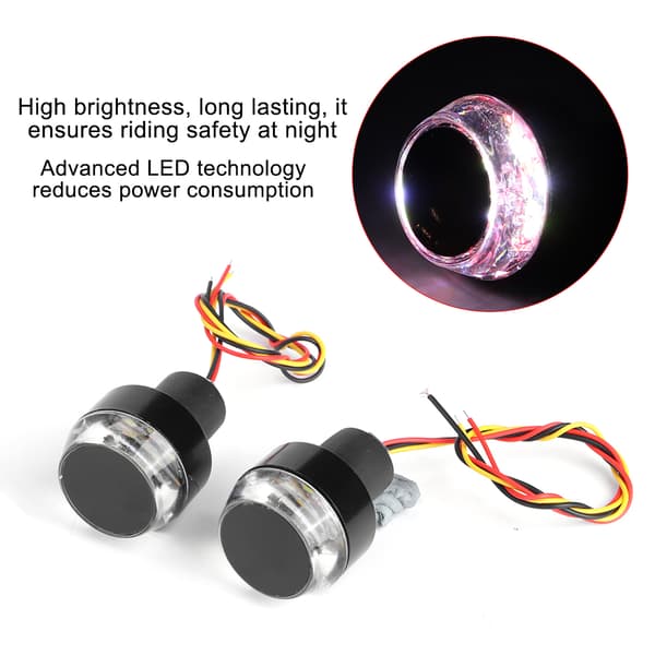 2 st Motorcykelstyre LED Blinkers Indikator Ändgrepp Sidomarkering Vit Rött Ljus