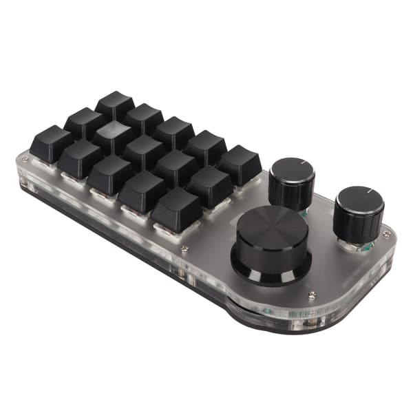 USB Mini 15 Tasters Programmerbart DIY Tastatur med 3 Tilslutningstilstande Type C Kablet Bluetooth 2.4G Trådløs