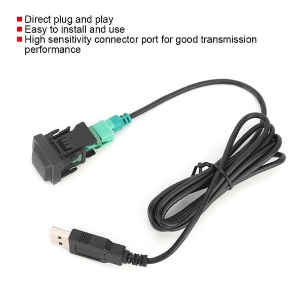 Bilradio USB-knapp Bryter Konverter Kabel Adapter Lyd Deler