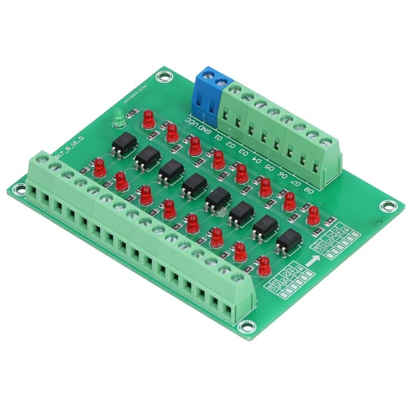 Optisk isolationsmodul 24V til 5V 8-kanals optokobler PLC-signalomformerkort