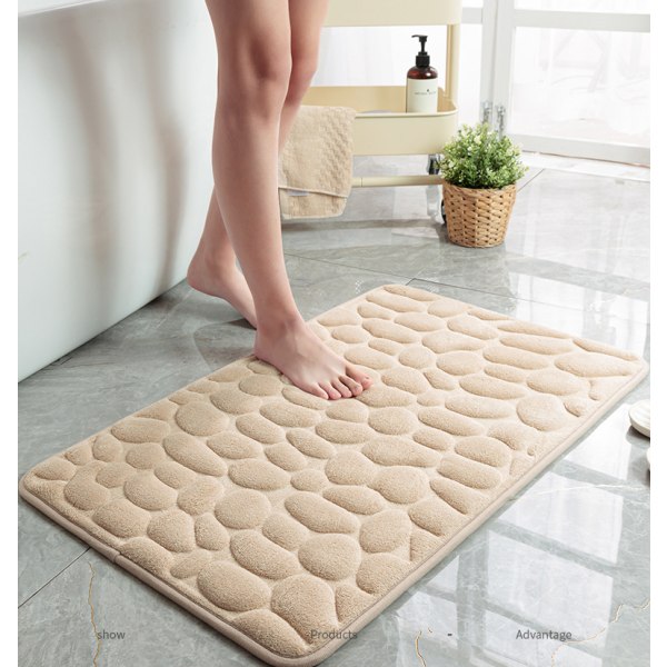 Pebble Waffle Gulvmåtter, indgang til badeværelse skridsikre absorberende gulvmåtter (Khaki, 50*80CM),