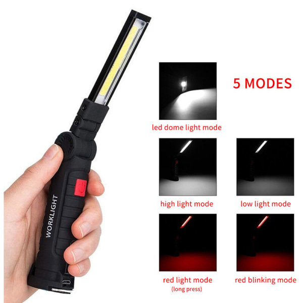 Rechargeable COB LED work light, inspection lamp, small size, suitable for warehouse, garage lighting