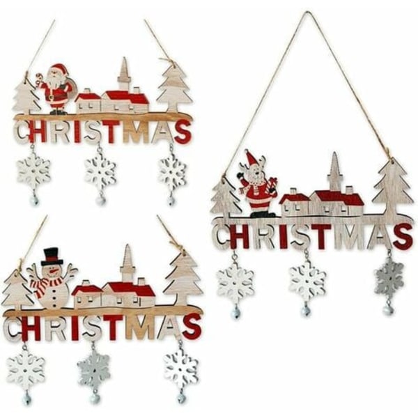 Pcs Merry Christmas Wooden Sign Hanging Ornaments Elk Santa Snowmen Hollow Wooden Christmas Decoration Door Hanging Pend
