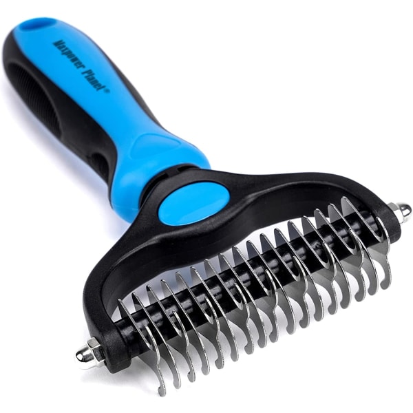 Pet Grooming Brush - Double Sided Rake for Dogs and Cats, Extra Large, Blue, Dog Grooming Brush, Grinding Brush for Dogs