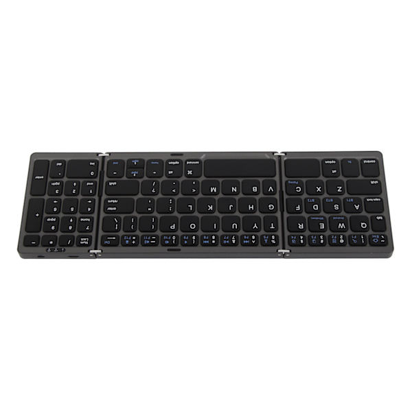 Bluetooth Triple Fold Trådløst Tastatur Multi Enhedsforbindelse til Laptop Tablet Telefon Grå Sort