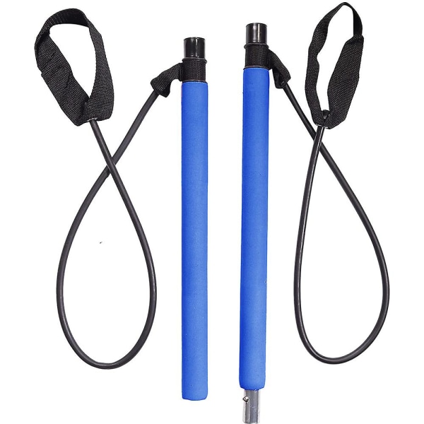 Pilates Exercise Stick Kit Portable Compact 3-delad Yoga Resistance Band för ben och rumpa, Pilates Bar med fotrem för helkroppsträning Blue
