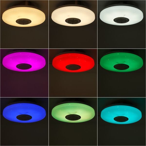 30cm 36W Loftslys RGB Musikhøjttaler Dæmpbar Bluetooth WIFI LED-lampe, Snowflake Star Dot, Farverig Bluetooth-musik