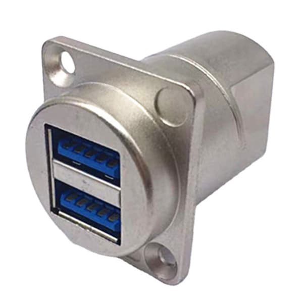 USB 3.0 Dubbel A Hona till Hona Panelmonteringskontakt D Typ Silverfodral Video
