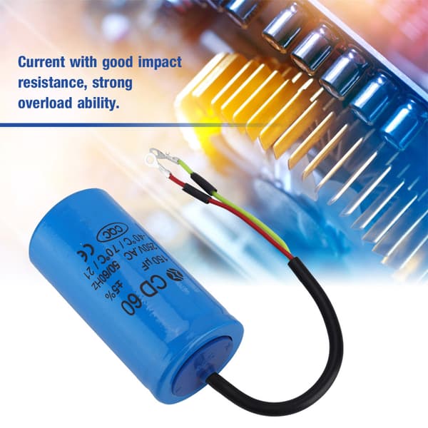 CD60 Startkondensator 250V AC 150uF 50/60Hz Ledning Motor Luftkompressor