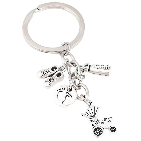 1 st baby Nyckelringar Meningsfull nyckelhållare Creative Key Ring Nyckeldekoration Liten present (silver)