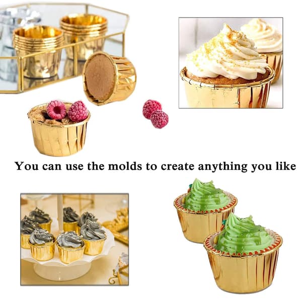 50 STK. Bageforme i aluminiumsfolie Cupcake Muffin Æsker til bryllupsfest